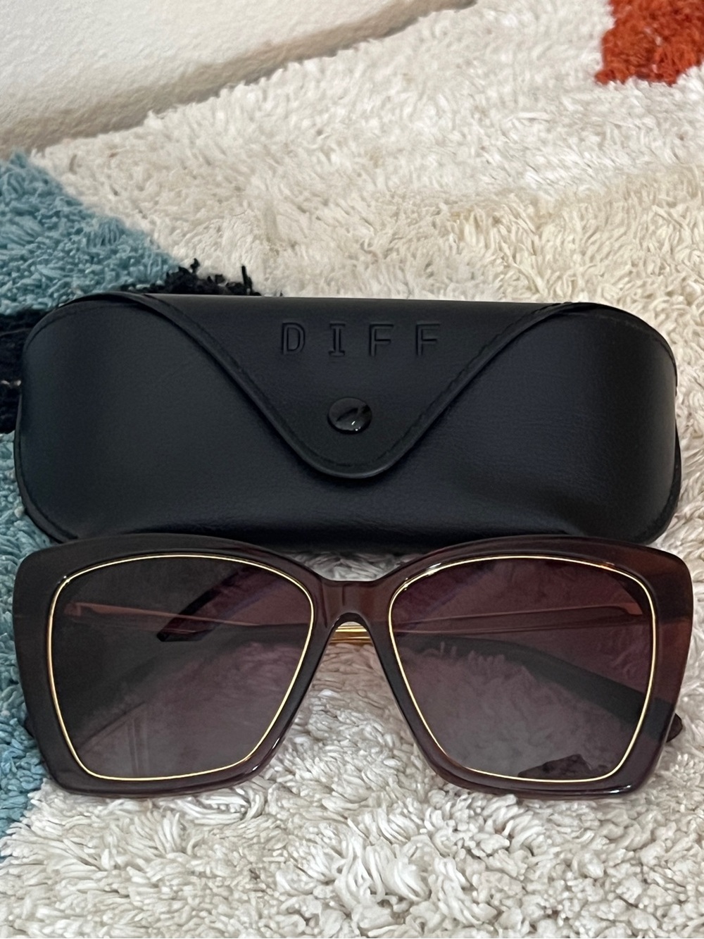 DIFF Becky IV Polarized Cat-eye Brown Rose Oversized Cute Sunnies Sunglasses